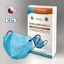Česká nano rouška NANO LIGHT MASK ve tvaru respirátoru - 10 ks - modrá