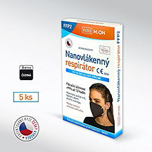 Český antivirový nano respirátor NANO M.ON FFP2 - 5 ks - černý